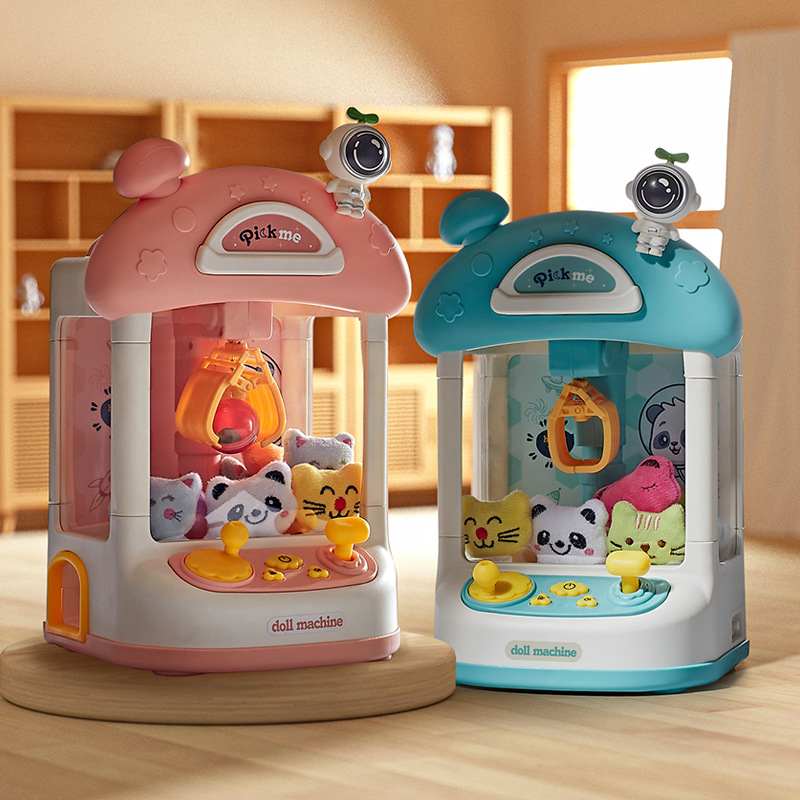 Picture of Children's mini doll machine small household electric sound and light twisted egg clip doll machine gift catch doll machine toy