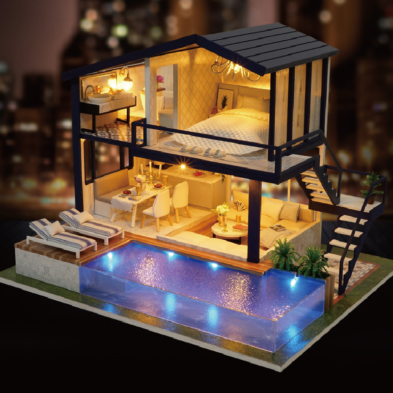 Picture of Zhiqu House diy House Time Apartment Hand-assembled Wooden Villa Model Creative Doll House Birthday Gift