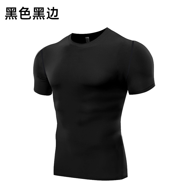 Picture of Sports Short Sleeve Men's Quick-Dry T-Shirt Stretch Tight PRO Football Basketball Training Base Clothes Running Fitness Top