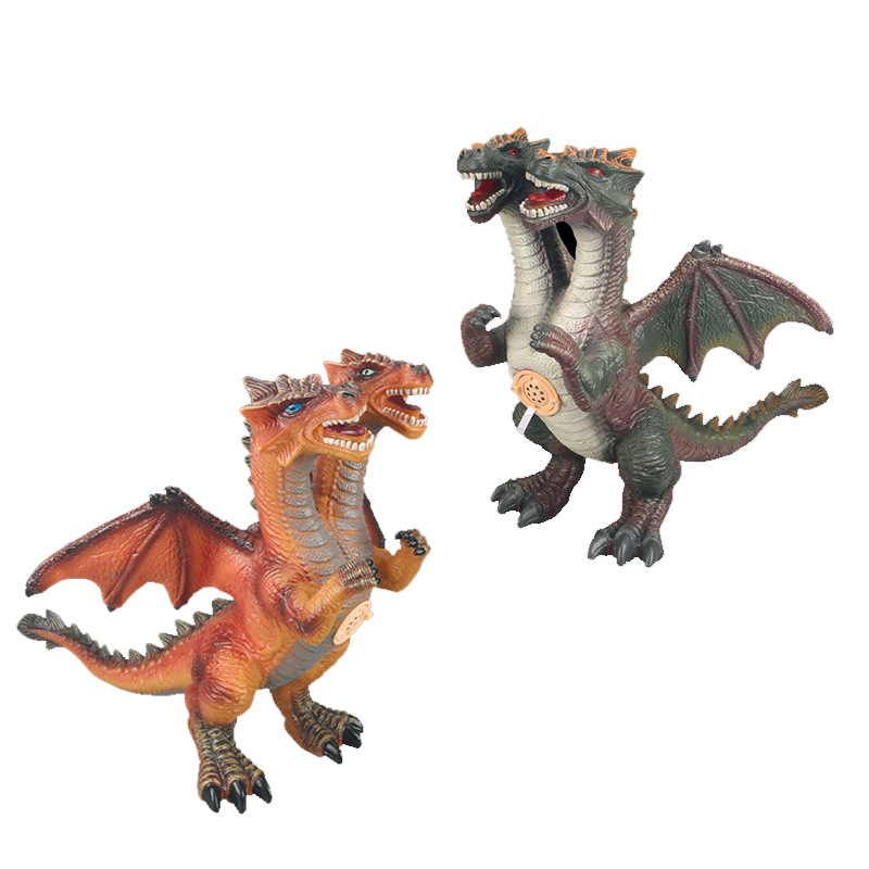 Picture of Large Sounding Dinosaur Model Magic Dragon Dragon Double Dragon Soft Rubber Model Dinosaur Children's Toy Stall Supply