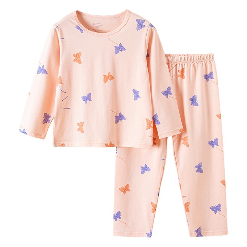 Summer Baby's Air-conditioning Clothing Korean-style Pure Cotton Thin Class A Children's suit Long-sleeved Princess Girls' Pajamas