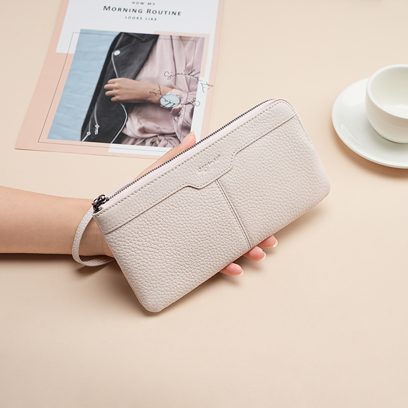 Picture of Tiktok Popular Top-Layer Cowhide Clutch Fashion Trendy Card Holder Phone Bag Genuine Leather Multifunctional Long Wallet