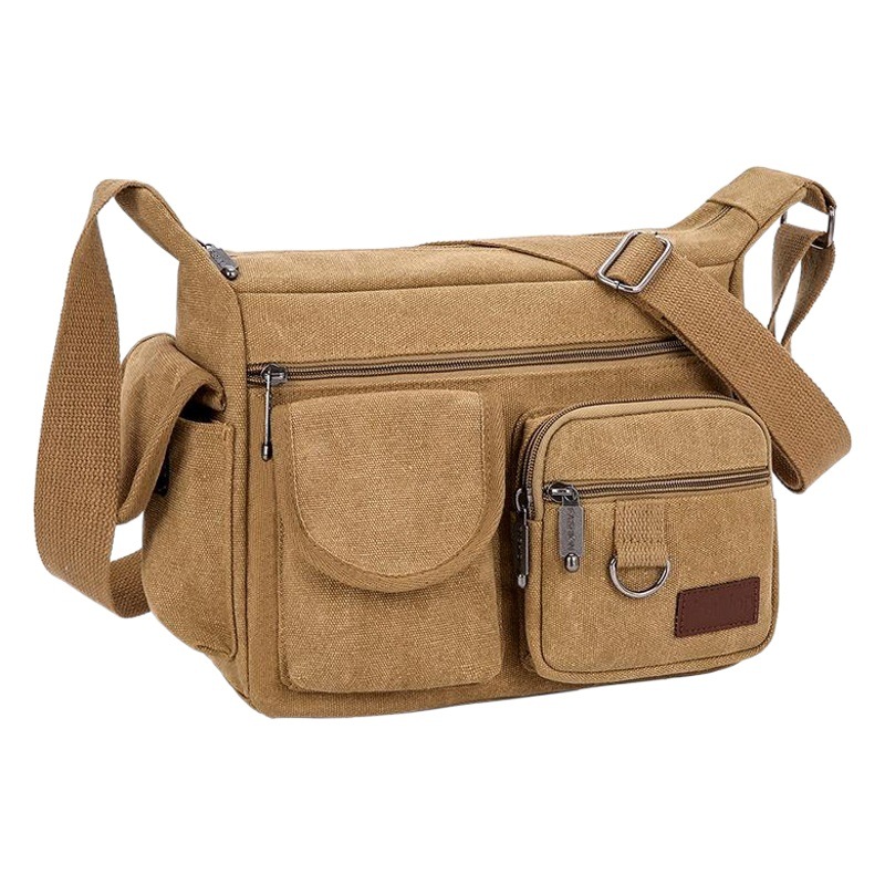 Canvas Bag Men's shoulder bag casual trendy men's bag Express Men's bag outdoor backpack large capacity crossbody shoulder bag