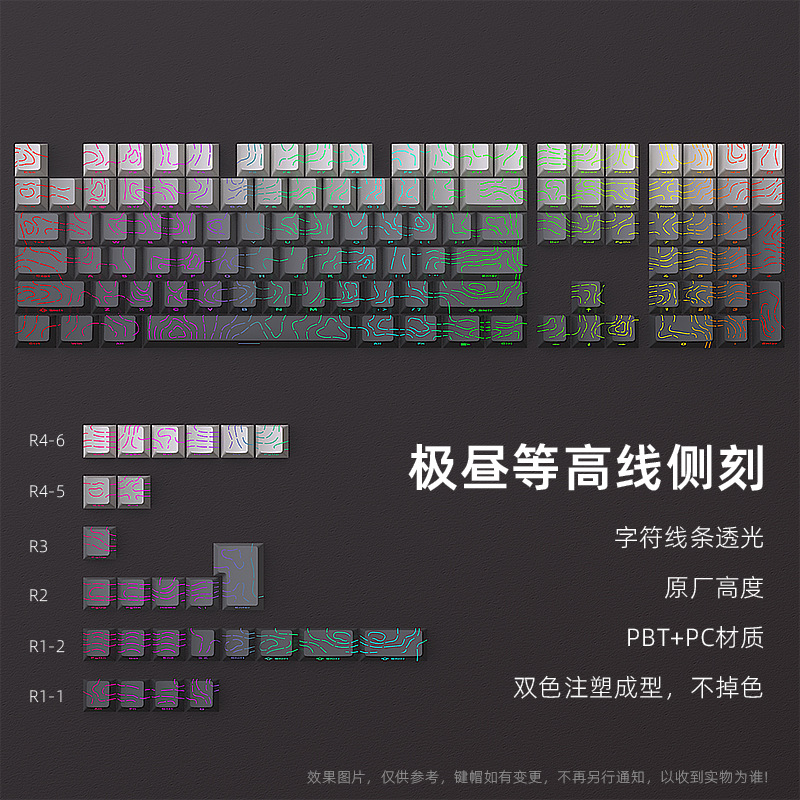 Picture of Original height contour terrain PBT thermal sublimation side engraved transparent keyboard keycap personalized creative diy customized