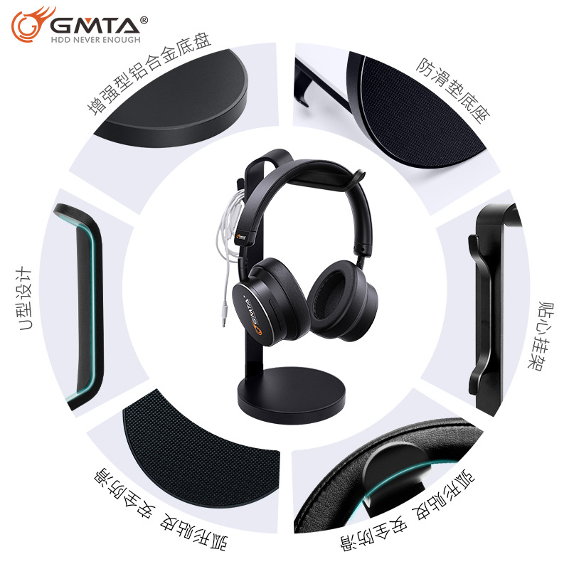 Picture of Aluminum Alloy Headset Bracket Display Rack Storage Desk Earphone Rack Multifunctional Desktop Headset Hanger