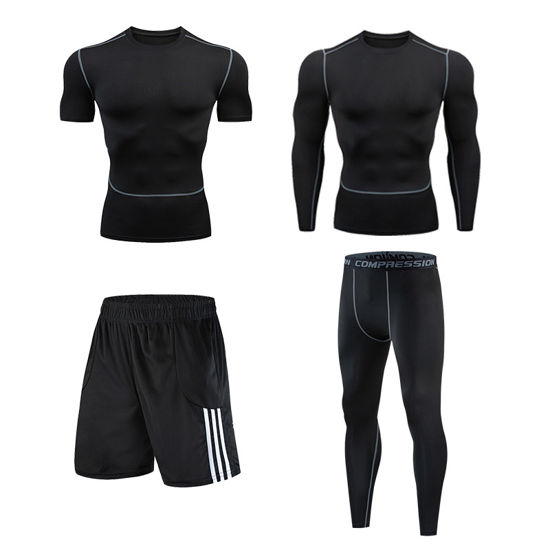 Picture of Fitness Clothes Running Clothes Men's Summer Ice Silk Quick-drying Clothes Equipment Training Hall Long-sleeved Physical Fitness Sportswear suit