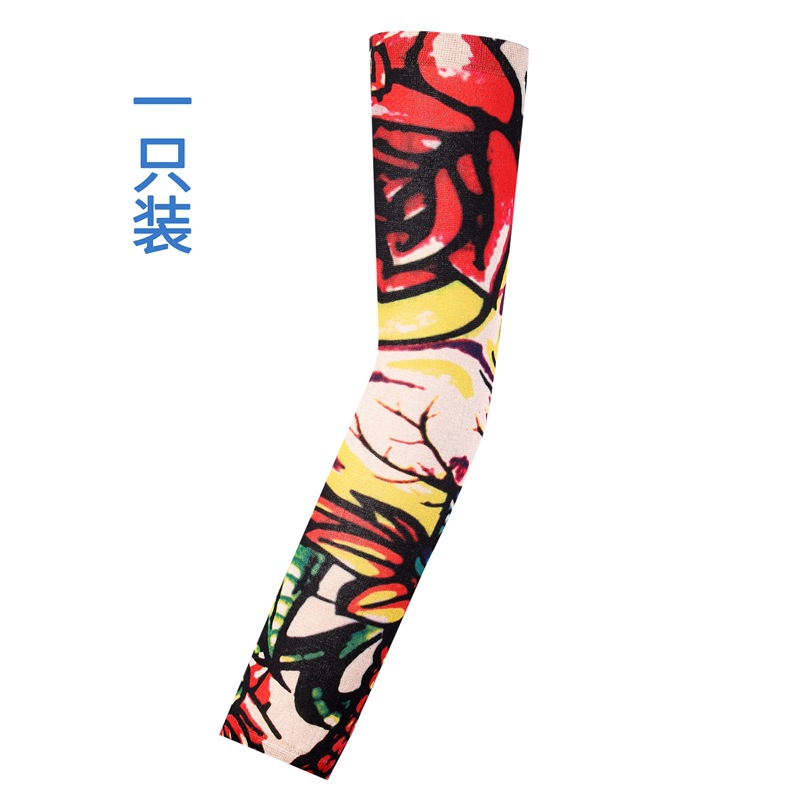 Picture of Outdoor Sleeve Tattoo Sleeve Seamless Men's and Women's Flower Arm Riding Sunscreen Sleeve Tattoo Arm Gifts