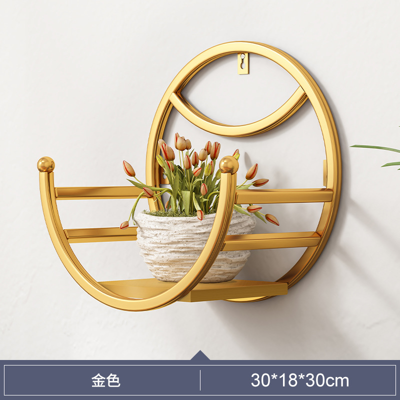 Picture of Wall-mounted Flower Rack for Living Room Balcony Ironwork Punch-free Green Rose Fleshy Flower Pot Plant Flower Shelf