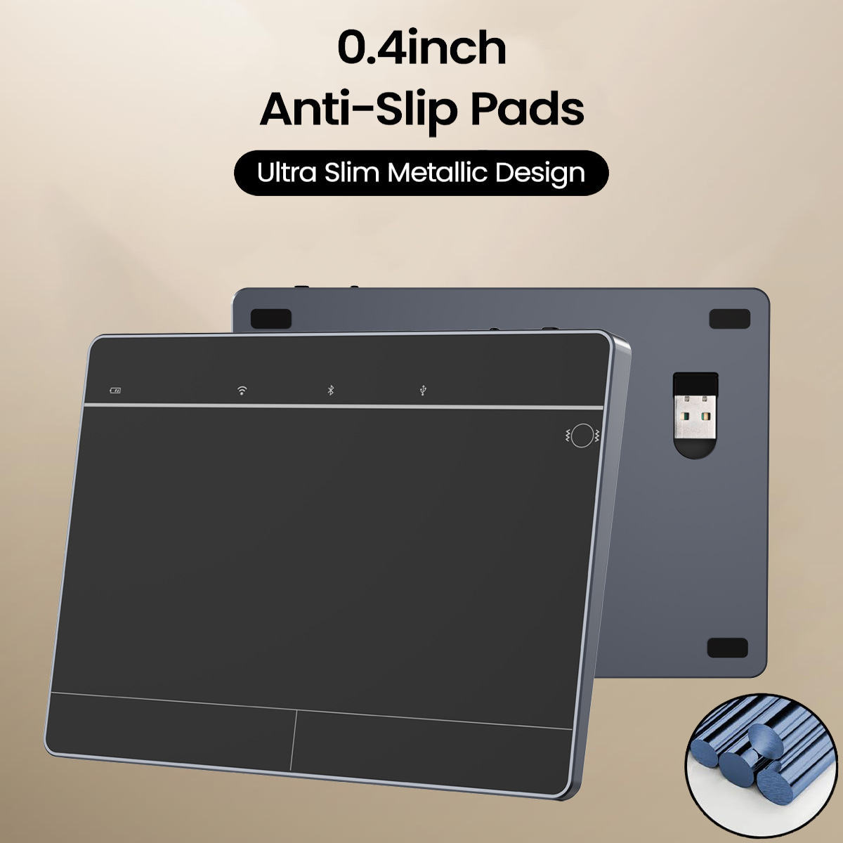 Picture of Jomaa Wireless Wired Bluetooth Touch Mouse Touch Pad Second Control Board Left and Right Key Buttons Support Win and Mac