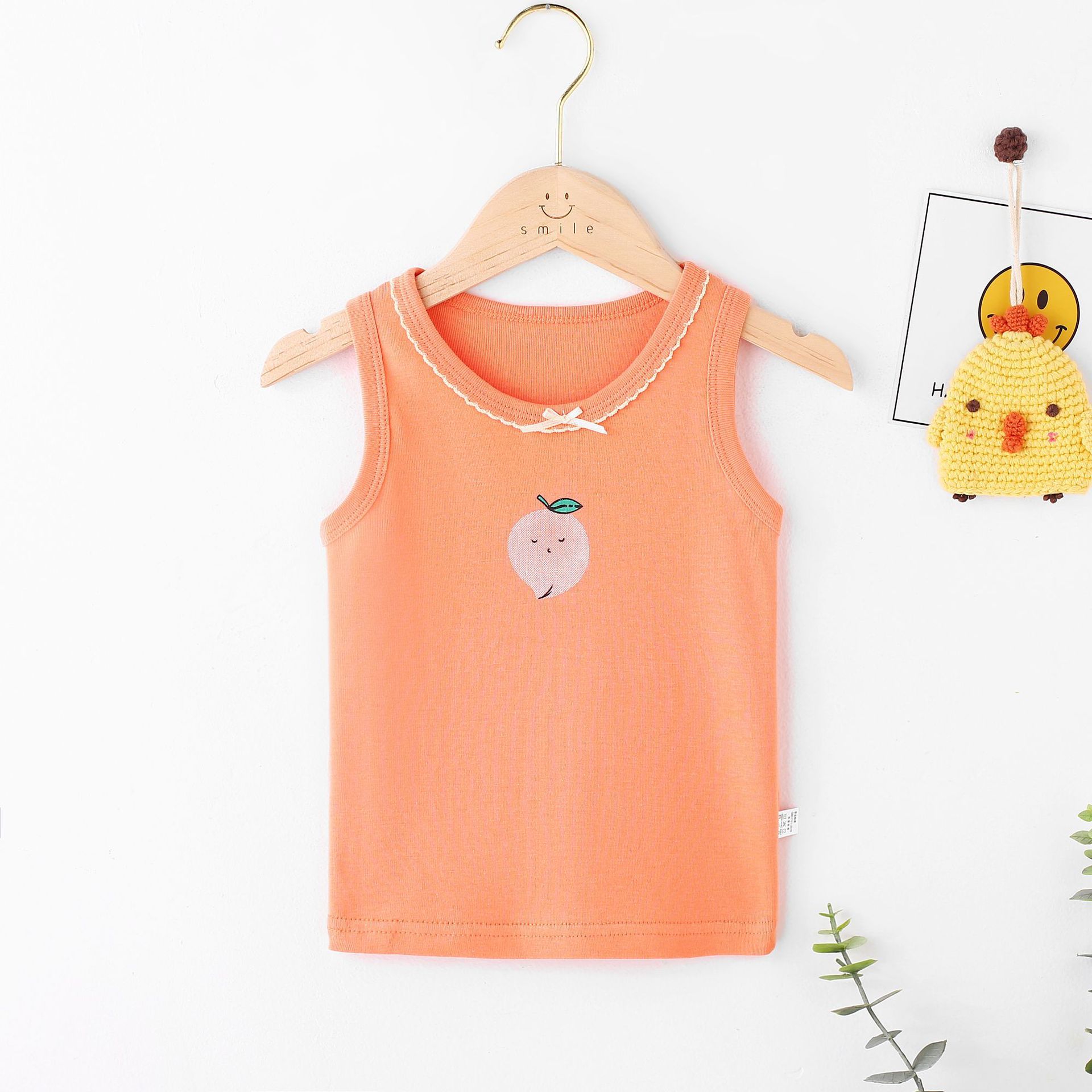 Picture of Children's Pure Cotton Vest Printed Ribbed Boys and Girls Summer Thin Sports Sling Outer Wear Bottoming Intimates for Small and Medium-Sized Kidsren