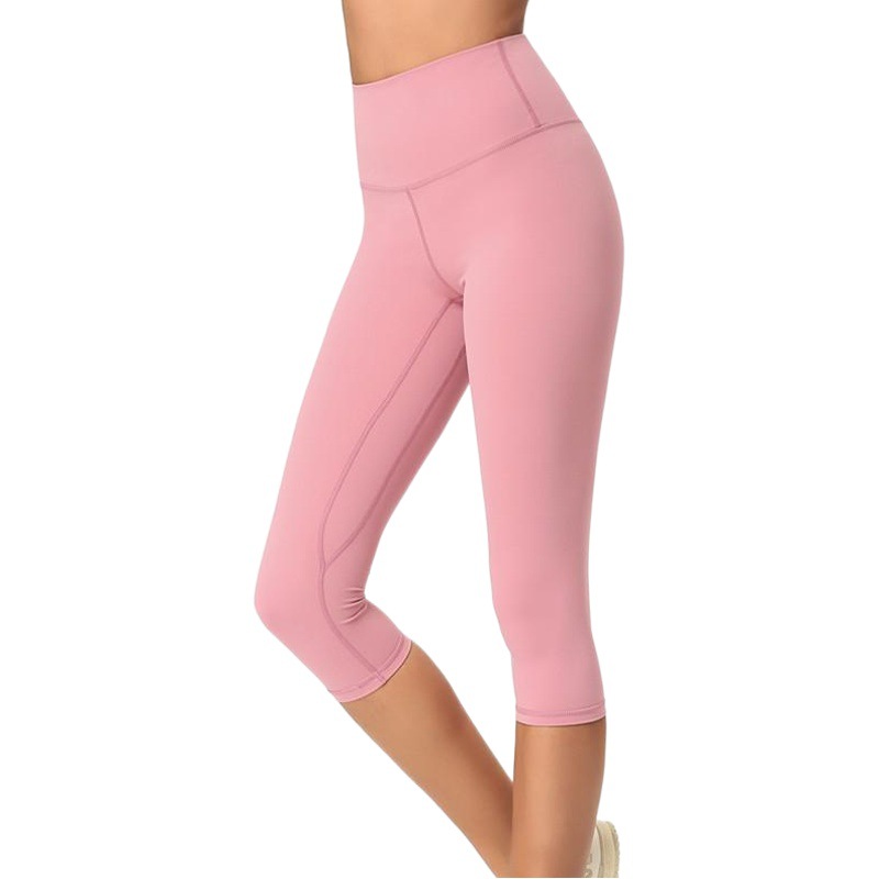 Amazon New Yoga Pants Women's Double Scrub Naked Capri Pants High Waist Tight European and American Comfortable Breathable