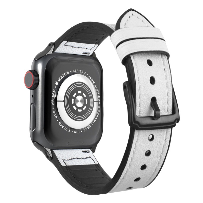 Suitable for Apple Watch Strap Genuine Leather Silicone Leather Appleiwatch1098765Ultra2 Retro 46mm