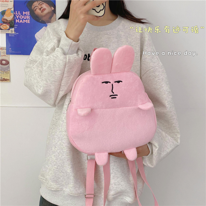 Picture of Pink Rabbit Plush Backpack girl cute student bag funny birthday gift fashion