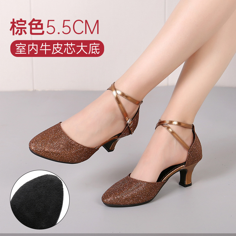 Picture of New dance shoes Latin dance shoes women square dance shoes adult social dance shoes soft bottom dance shoes a generation of hair