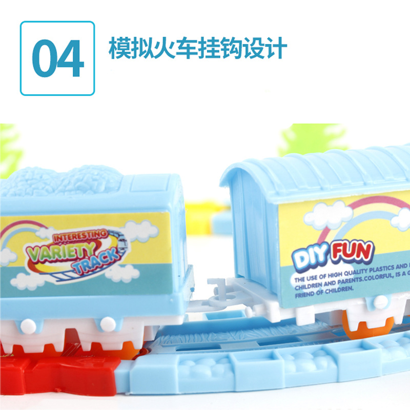 Picture of Children's electric DIY track small train toy set model night market stall goods Source push gift wholesale steam