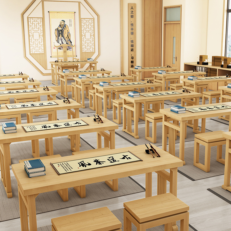 Calligraphy Table Kindergarten Desks and Chairs Solid Wood Desk Modern Simple Reading Writing Desk Chinese Learning Table Calligraphy Table