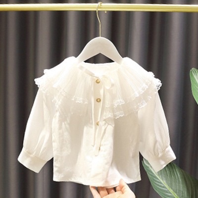 Picture of 2020 Autumn cross-border supply of small fragrant style denim strap skirt lace white shirt two-piece Children's suit YY64