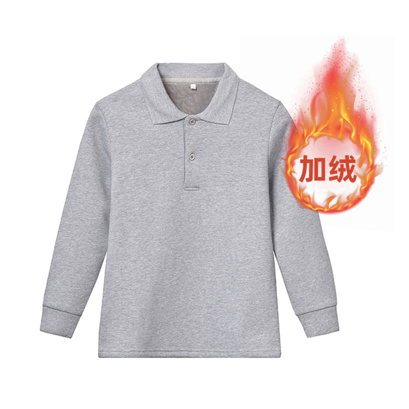 Children's T-shirt boys polo shirt long sleeve baby girls lapel T-shirt plus Velvet White Base shirt a generation of hair