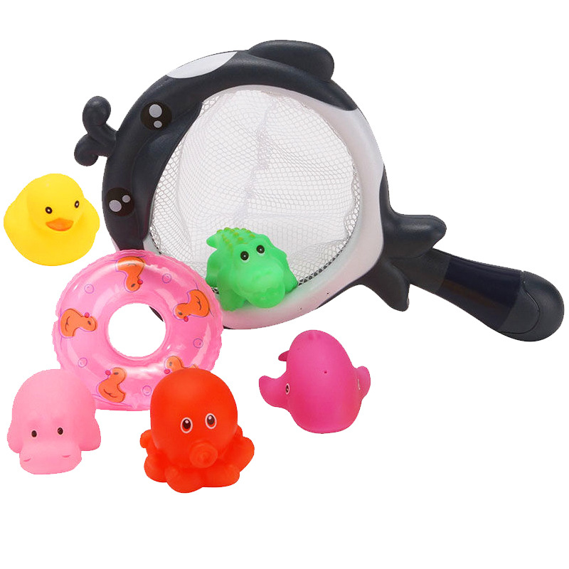 Picture of Children's water spray temperature-sensitive color-changing animal bathroom toy shark fishing Bath Pond glue playing water fishing fish toy