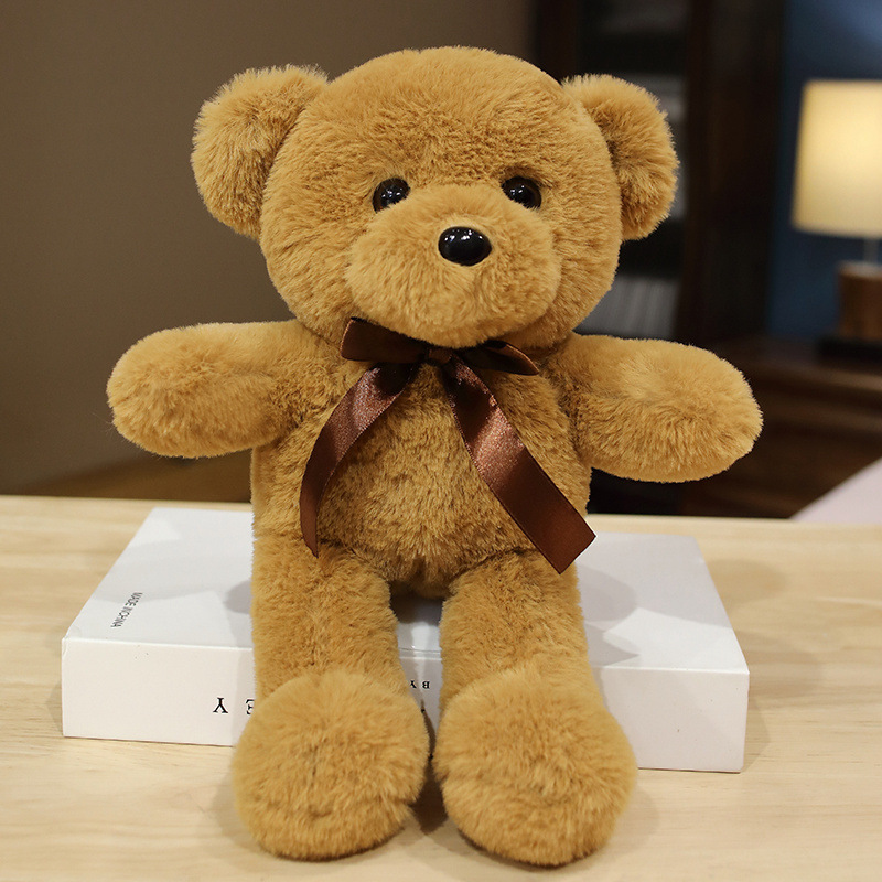 Picture of Factory wholesale rabbit fur ribbon bear wedding gift throw doll plush toy doll machine bow tie bear
