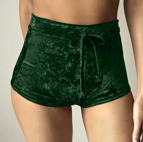 Picture of 2025Wish Aliexpress Gold Velvet Flannel Elastic Lace Pleated Sports Shorts in Stock