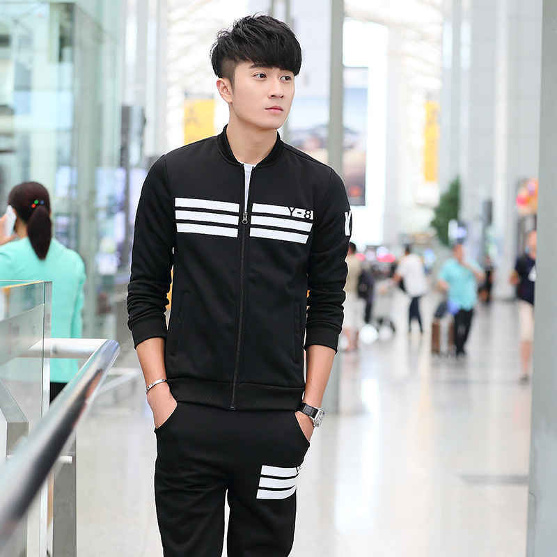 Picture of New Men's Casual Sports Sweater Suit Baseball Suit Loose Pants Two-piece Spring and Autumn Running Fitness Suit
