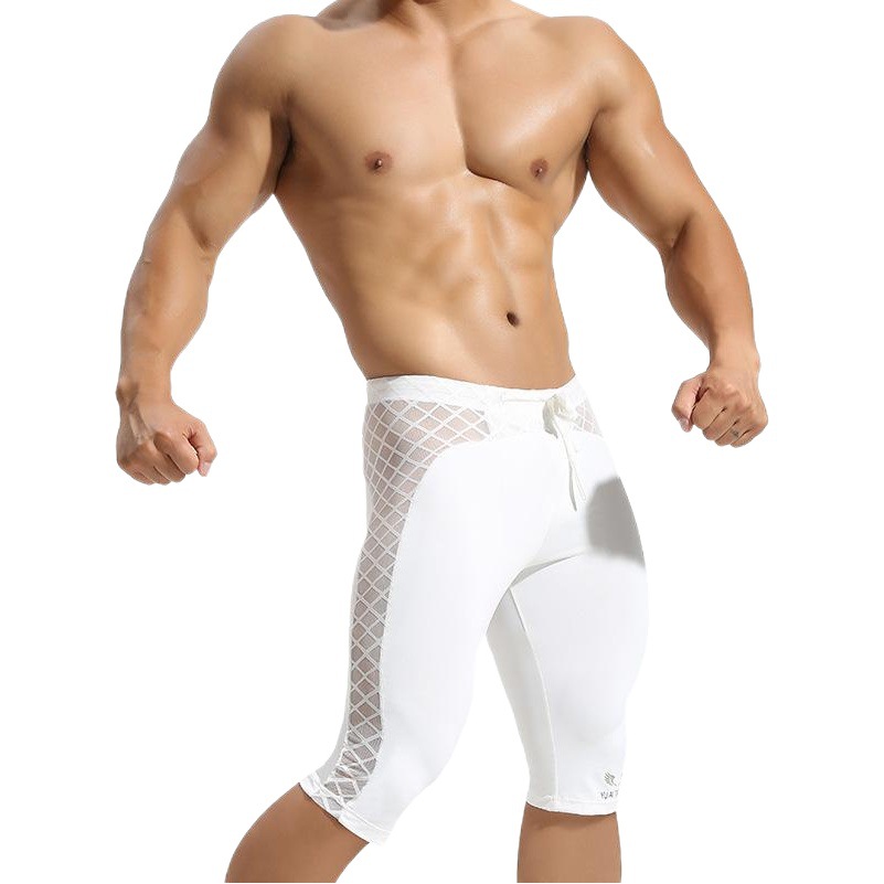 Wholesale Men's Sports Tight Running Pants Nylon Ice Silk Thin Pure Color Sexy Bottoming Fitness Pants for Men