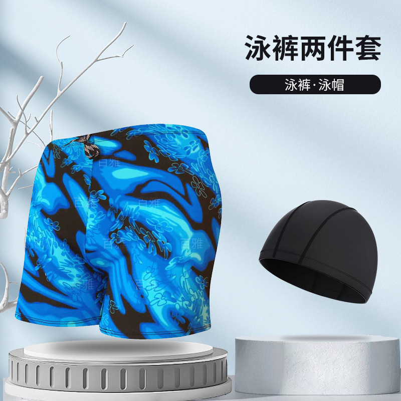 Picture of Explosions swimming trunks adult men's plus size anti-embarrassment boxer men's printing beach hot spring swimming trunks factory wholesale