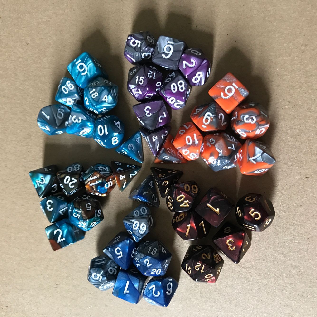 Two-Color Multi-Sided Dice 7-Piece Digital Dice Running Group Board Game Set Dnd Game Dice