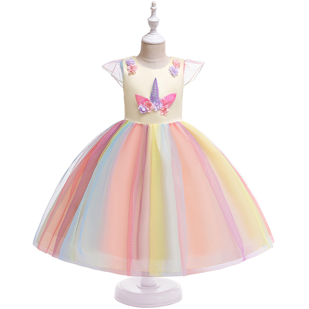 Picture of 2025 Small and Medium-Sized Kidsren's Princess Dress Mesh Dress European and American Amazon Unicorn New Girls Dress Wholesale