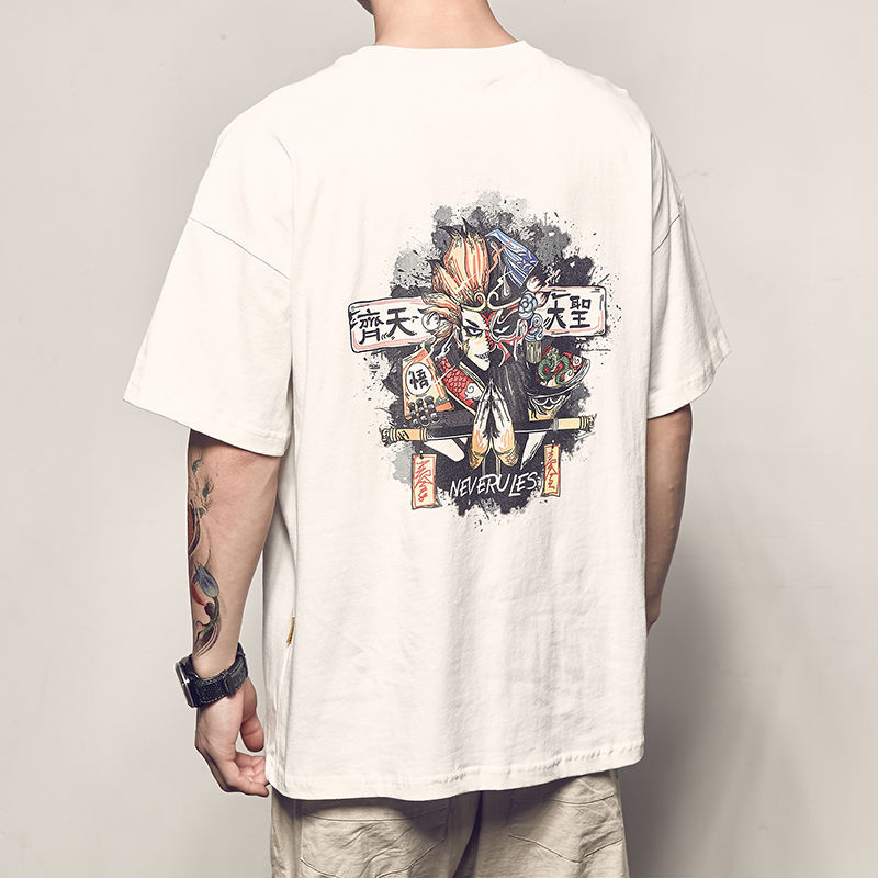Picture of Summer Luffy Printed Short-sleeved T-shirt Men's Extra Large Size Loose Half-sleeved Couple's Fat Trendy Brand T-shirt