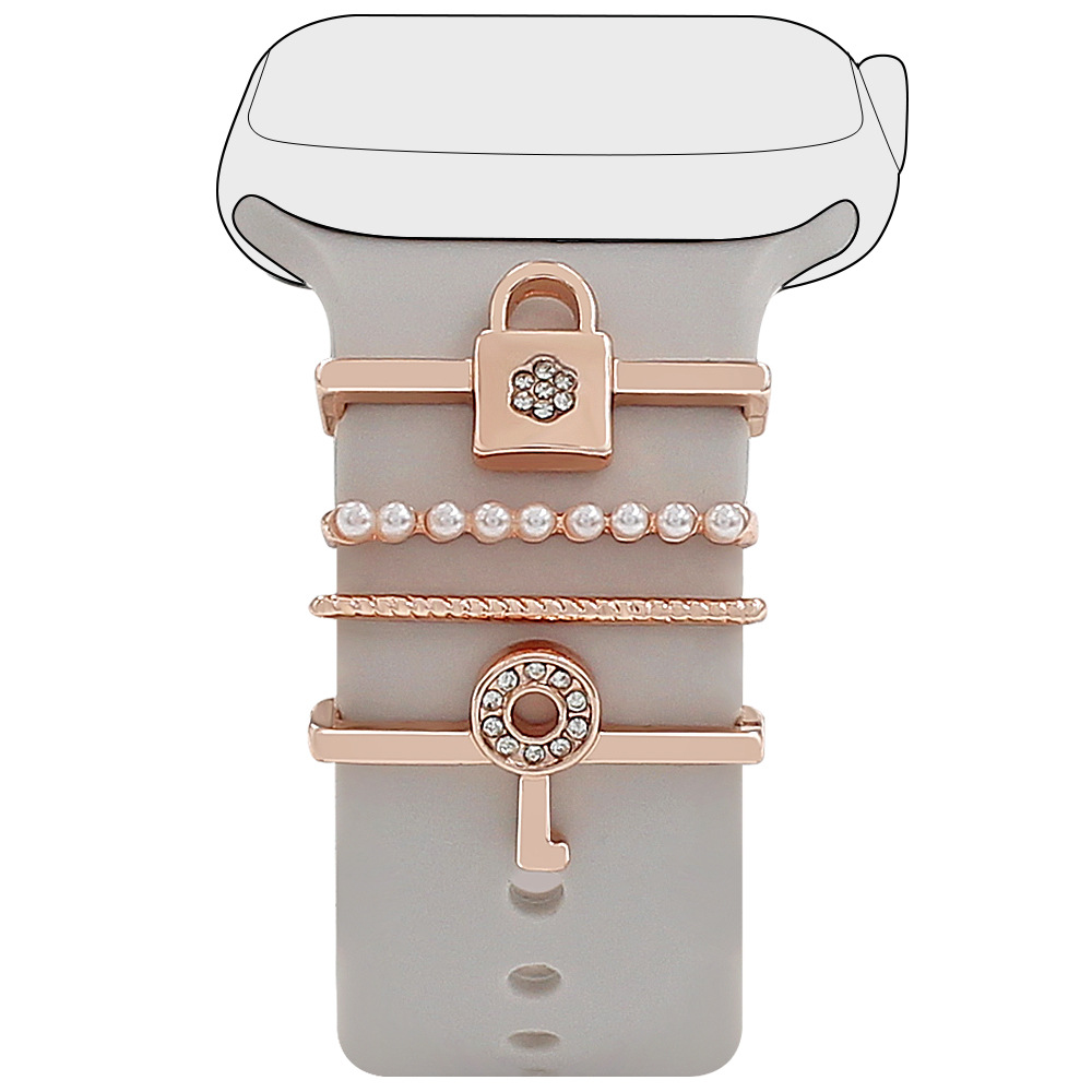 Picture of Applies to Apple Watch Watch Universal Silicone Strap Diamond Key Decoration