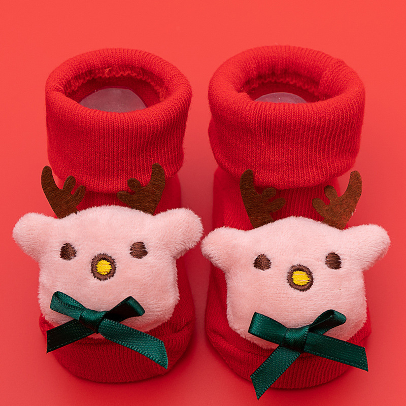 Picture of Newborn baby baby terry socks autumn and winter thick non-slip Christmas socks toddler red floor socks wholesale