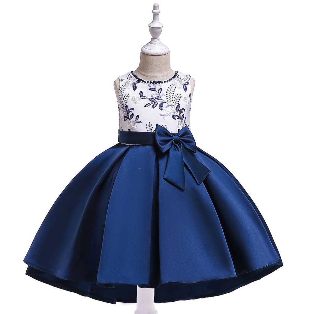 Picture of European and American Kidsren's Dress Girls Embroidered Beaded Princess Dress Bow Evening Dress Children's Catwalk Dress