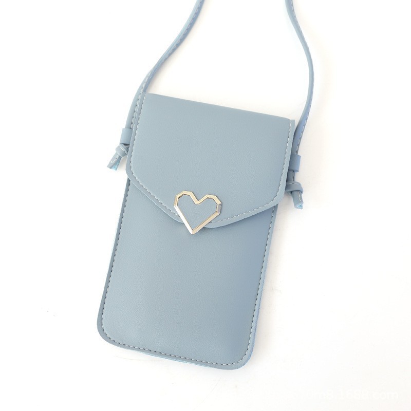 Picture of New Style Simple Mini Crossbody Women's Bag Love Waterproof Buckle Coin Purse Transparent PVC Touch Screen Mobile Phone Bag