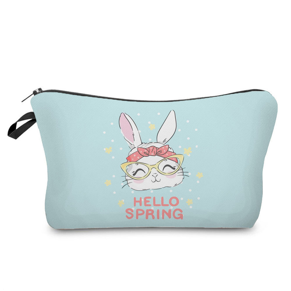 Picture of Trendy cartoon new rabbit printed cosmetic bag fashionable cute drop-resistant storage bag large capacity wash bag