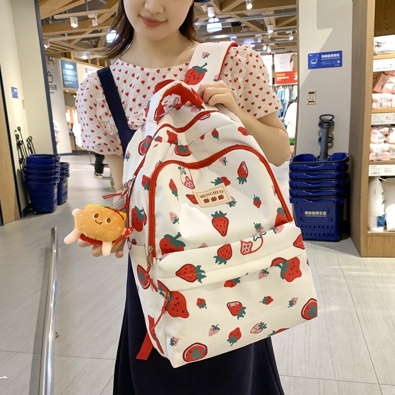 Picture of Japanese Style Fresh Style Distinctive Graffiti Junior High School Schoolbag Women's Large Capacity Casual Strawberry Bear Printed Backpack