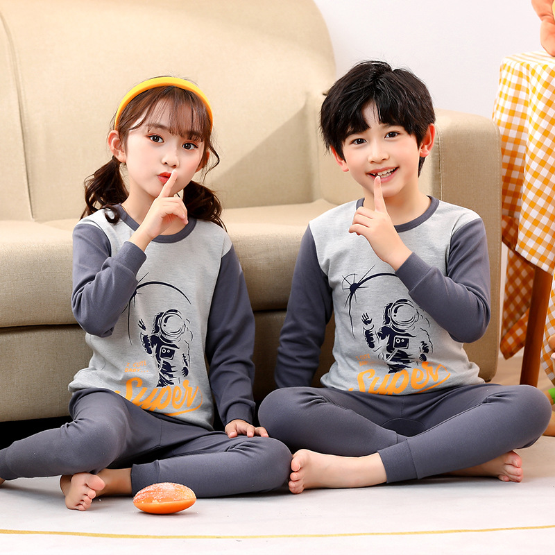 Picture of New Children's Cotton Home Clothes for Boys and Girls Autumn Clothes Large, Medium and Large Children's Middle Collar Thermal Underwear Suit Autumn Clothes Long Johns