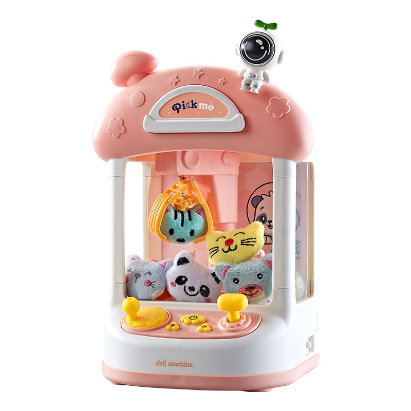 Picture of Children's mini doll machine small household electric sound and light twisted egg clip doll machine gift catch doll machine toy