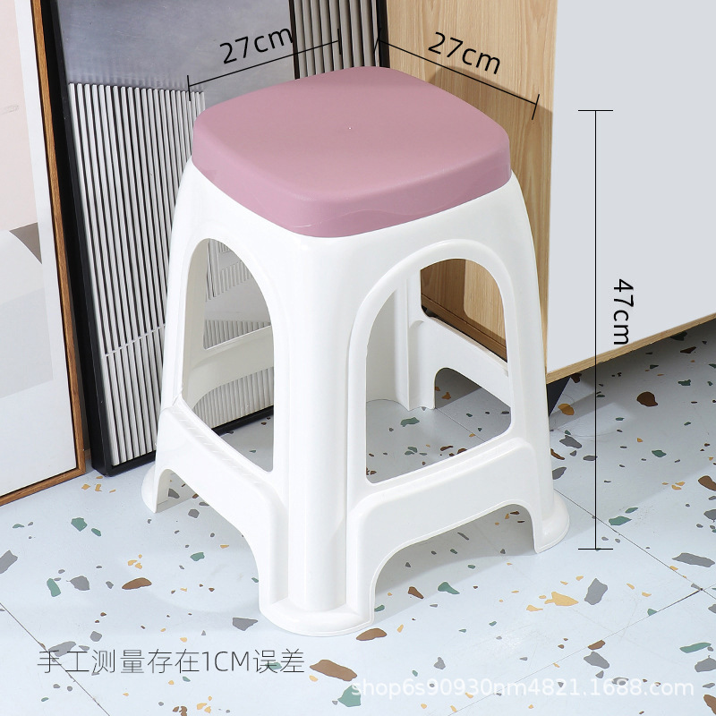 Picture of Thickened plastic stool household chair square stool plastic adult bench simple high stool stackable stool wholesale
