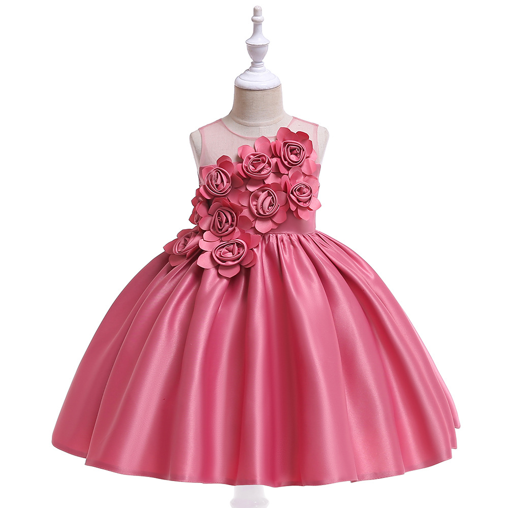 Picture of 2025 Girls Satin Spliced Mesh Skirt Amazon New Children's Clothing Dress Wholesale Princess Skirt Children's Dress