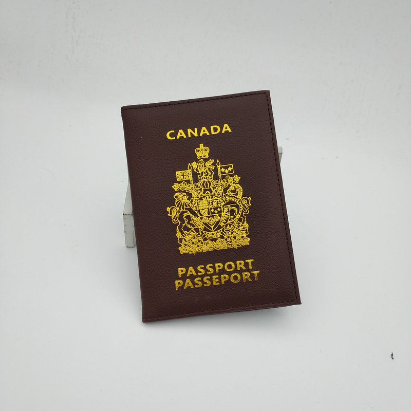 Picture of PU material open two-fold Canadian passport holder multi-color optional ID passport leather protective cover