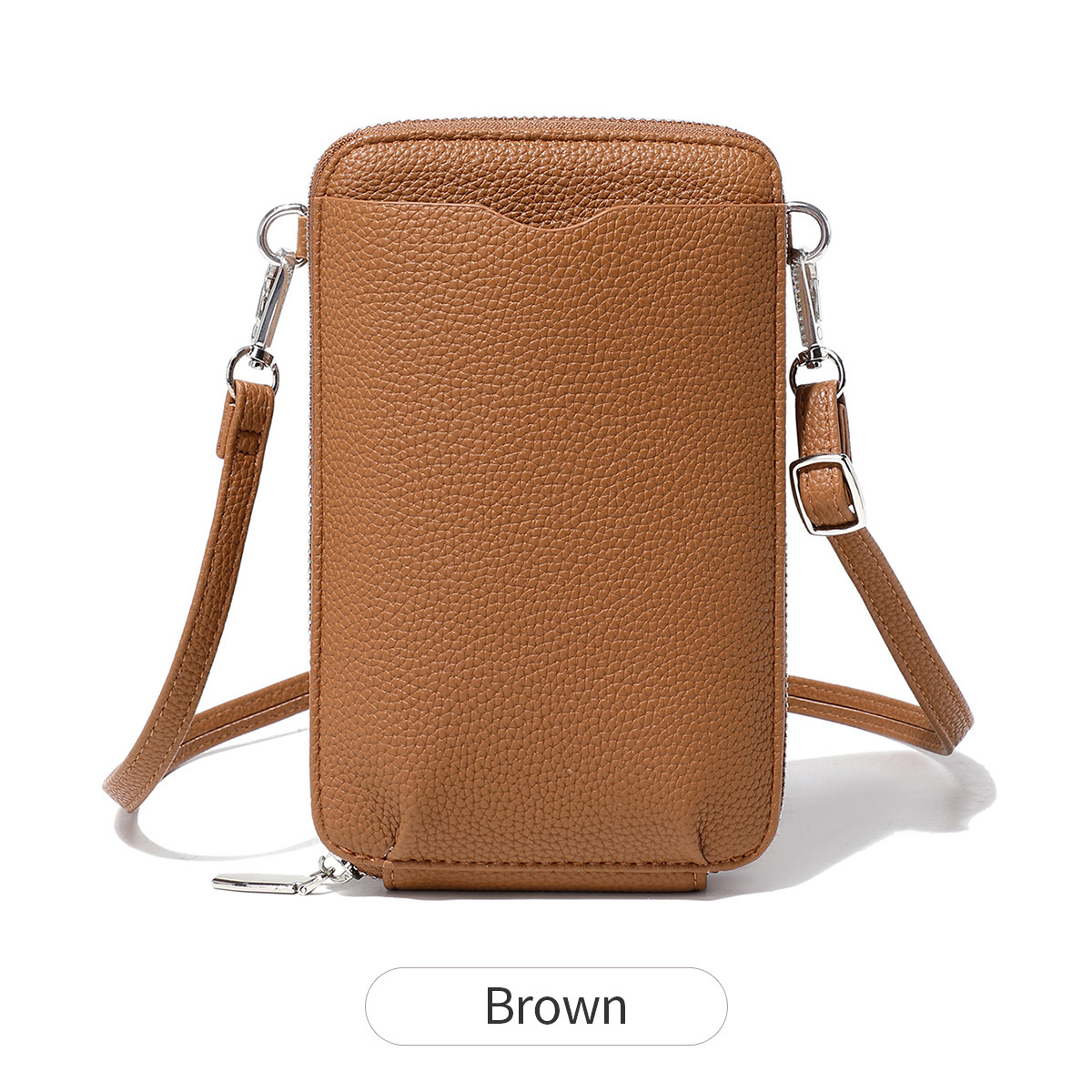 Picture of Cross-border New Litchi Pattern Vertical Zipper Mobile Phone Bag Foreign Trade Mini Large Capacity Women's Shoulder Bag Crossbody Bag