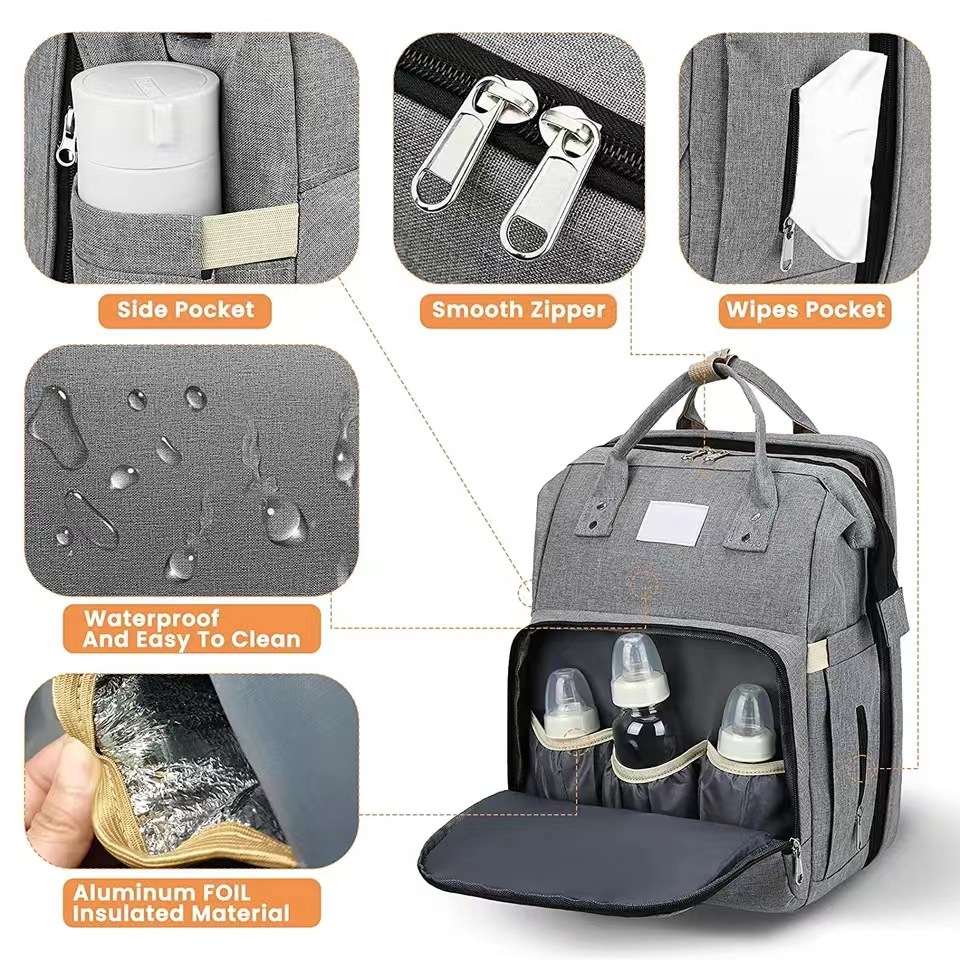 Picture of Portable Foldableing Mosquito Net Crib Mommy Bag Multi-Functional Outing Lightweight Large Capacity Casual Backpack Mother and Baby Bag