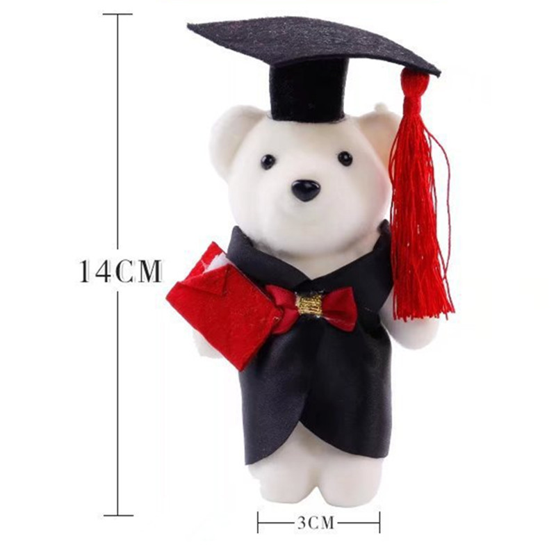 Picture of Wholesale send students Dr. bear male and female height 14cm all handmade graduation bear bag bouquet cartoon baby bear