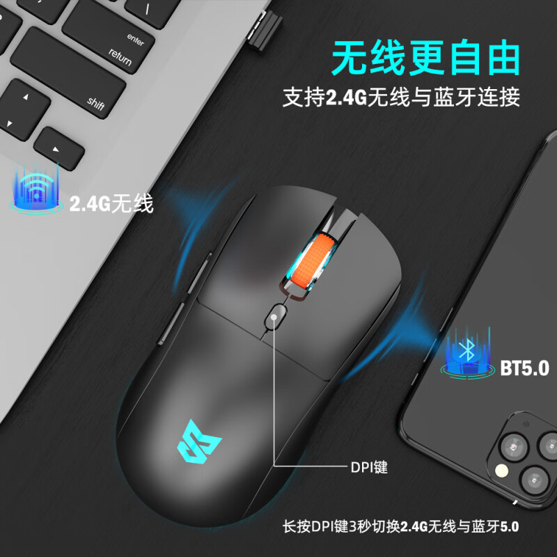 Picture of Sensoni R6 Wireless Bluetooth Mouse Colorful Light Silent Lightweight Mouse Macro Editing Office Gaming Mouse