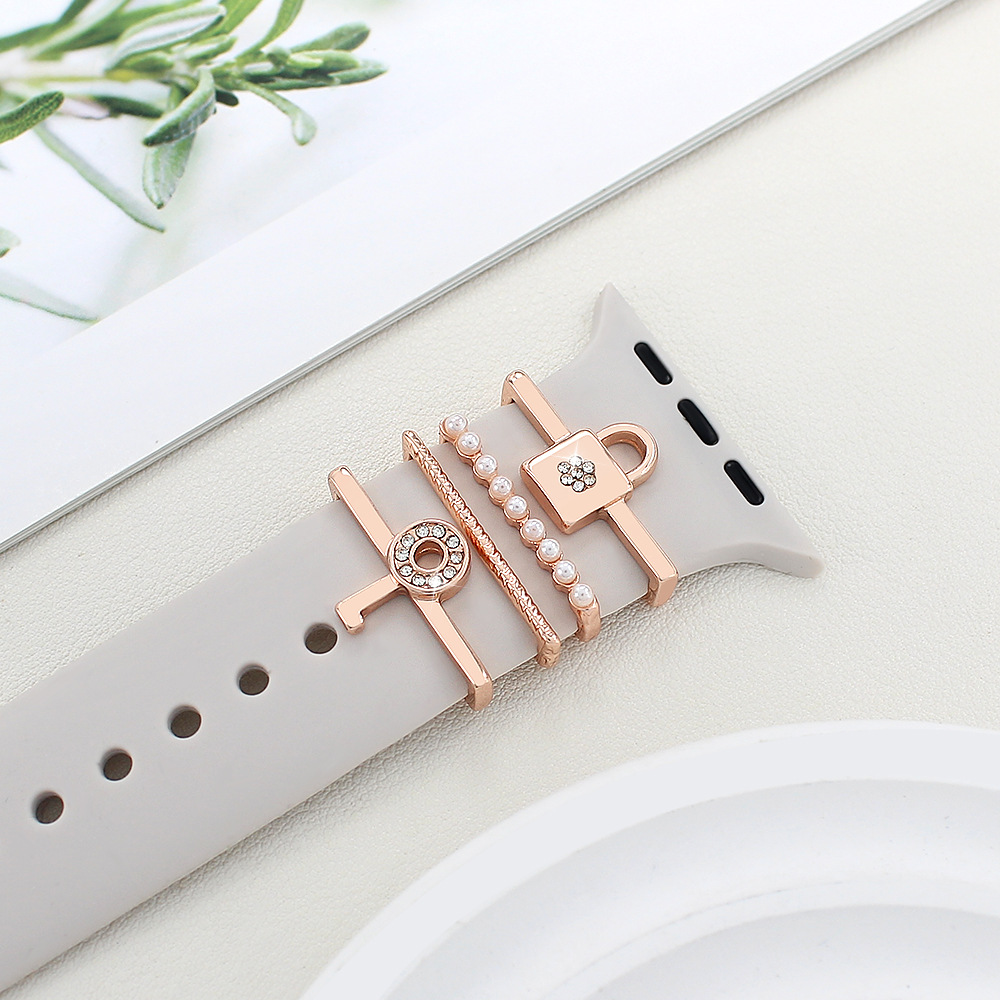 Picture of Applies to Apple Watch Watch Universal Silicone Strap Diamond Key Decoration