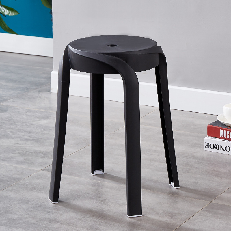 Picture of Modern Dining Table Plastic Round Stool Household Solid Bathroom Stool Living Room Casual High Stool Adult Negotiation Windmill Stool