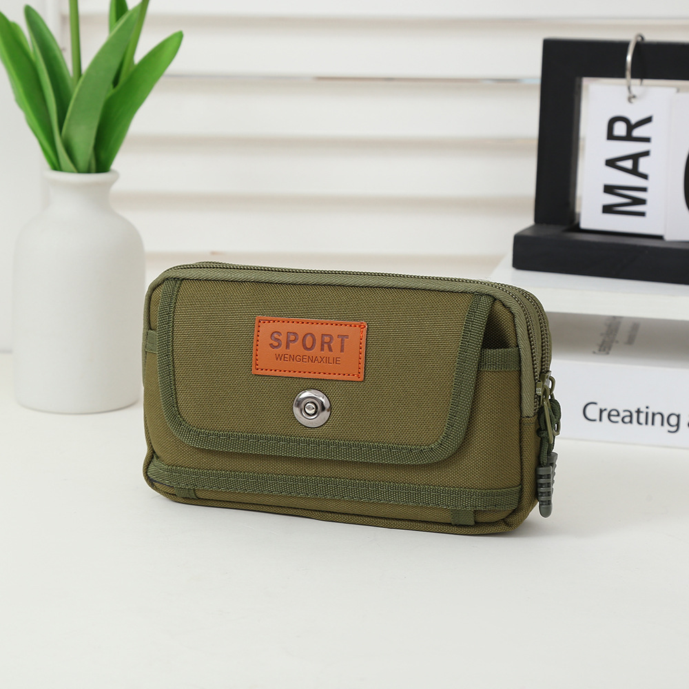 Picture of Creative Flip Canvas Waist Bag Men's Business Durable Multi-Layer Coin Purse Construction Site Work Portable Zipper Mobile Phone Bag