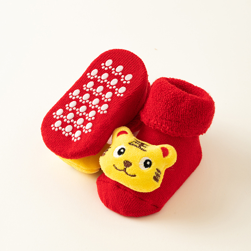Picture of Newborn baby baby terry socks autumn and winter thick non-slip Christmas socks toddler red floor socks wholesale